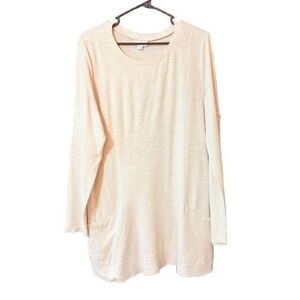 J.Jill Womens Size Large Long Sleeve Ivory Faux Front Pockets Pullover Tunic
